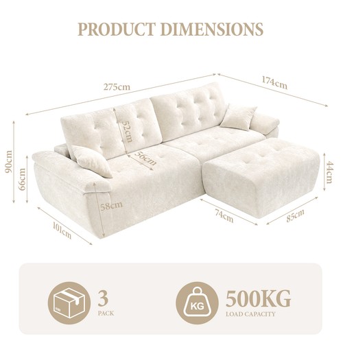 275cm modulares ecksofa mit - 275cm,