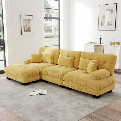 Modulsofa form gelb 313 cm - modulsofa, l-form